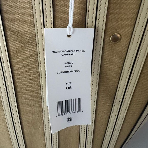 NWT Tory Burch McGraw Canvas Panel Carryall Bag -  Cornbread - Picture 3 of 11